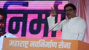 MNS Chief Raj Thackeray addresses party gathering.