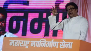 MNS Chief Raj Thackeray addresses party gathering.