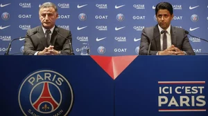 PSG president Nasser al-Khelaifi presented Christophe Galtier to media at a news conference on Tuesday.