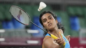 PV Sindhu in action.