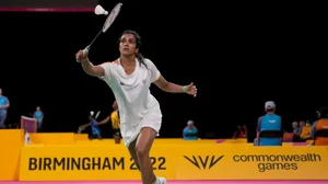 India's PV Sindhu in action at the Commonwealth Games 2022. 