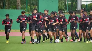 Indian players train ahead of their FIFA U-17 Women's World Cup 2022 opener against USA.