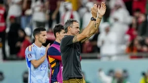 Luis Enrique acknowledges the fans after Spain's elimination from the World Cup on Tuesday.