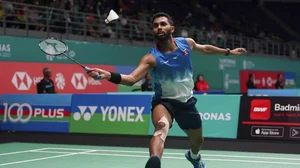 Prannoy returns a forehand against Sen in Malaysia Open on Wednesday.