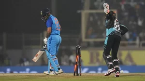 Ishan Kishan was bowled by Michael Bracewell for 4 runs in the 1st T20I on Friday.