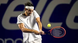 Fritz returns a backhand against Frances Tiafoe in Acapulco on Friday.