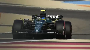 Aston Martin's Fernando Alonso in action at the Bahrain GP on Sunday.