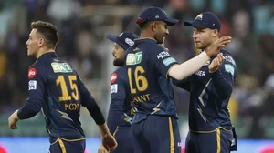 Miller, right, celebrates the wicket of Stoinis with his team-mates on Saturday.