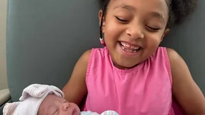 Alexis Olympia Ohanian Jr. with her baby sister