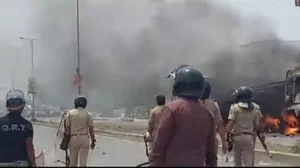Violent clashes erupted in Maharashtras Jalna district as a protest for Maratha reservation turned 