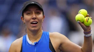 Jessica Pegula of USA reacts after beating Elina Svitolina of Ukraine at US Open.