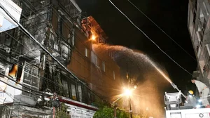 Fire department personnel douse a massive building fire (Representational Image)