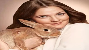 Drew Barrymore with a rabbit