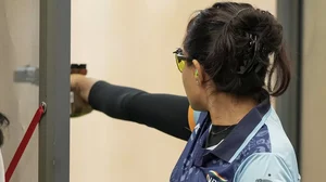 File image of Indian shooter Esha Singh competing in the Asian Games 2023.