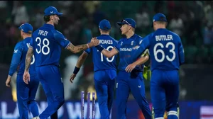 England Team during the group-stage match against Bangladesh in Dharamsala
