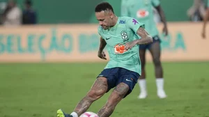 Neymar practises ahead of Brazil's 2026 FIFA World Cup South American Qualifiers match.