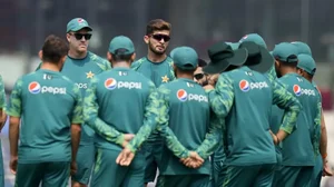 Pakistan cricket team during practice before their match against Afghanistan in Chennai 