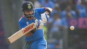 Virat Kohli scores his 50th ODI century during the ICC Cricket World Cup semifinal match between India and New Zealand in Mumbai.
