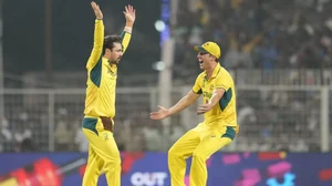 Travis Head (left) celebrates a wicket