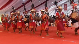 Tribal artists performing at festival