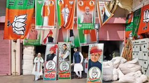 Up for Grabs: Election materials of political parties on sale in Jaipur, Rajasthan
