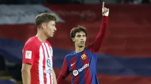 AP : Barcelona's Joao Felix (R) is back in the UCL squad for the Napoli tie.