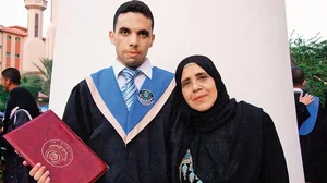 Family Matters: Yousef with his aunt after receiving his Bachelor’s degree