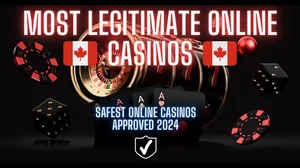 Featuring image for article on legitimate online casinos in Canada, showcasing symbols of trust and Canadian culture. 