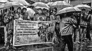 A rally held in 2016 against the proposed Uranium mining in Mawkyrwat, Khasi Hills