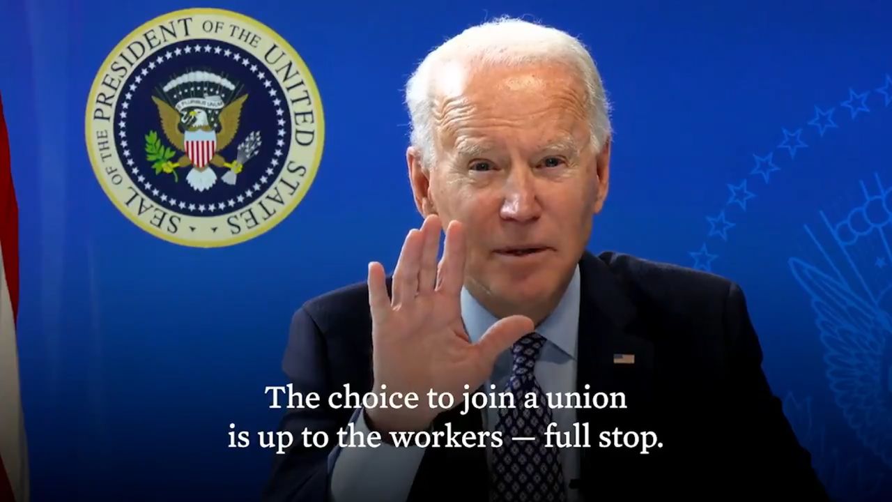 biden unions message to amazon