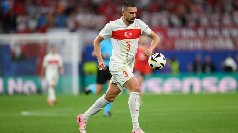 02 July 2024, Saxony, Leipzig: Soccer, UEFA Euro 2024, EM, sterreich - Turkey, final round, round of 16, Leipzig Stadium, Merih Demiral from Turkey plays the ball. Photo: Robert Michael/dpa (Photo by Robert Michael/picture alliance via Getty Images)