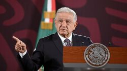 Outgoing Mexican President Andres Manuel Lopez Obrador speaks during his daily conference at the National Palace in Mexico City on September 27, 2024. Claudia Sheinbaum, a key figure in the left-wing ruling party, will be Mexico's first woman president on October 1, 2024. (Photo by ALFREDO ESTRELLA / AFP)