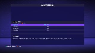 This picture shows the Game Settings Rules listed below.