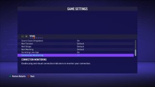 The picture shows the Visual Game Settings listed below.