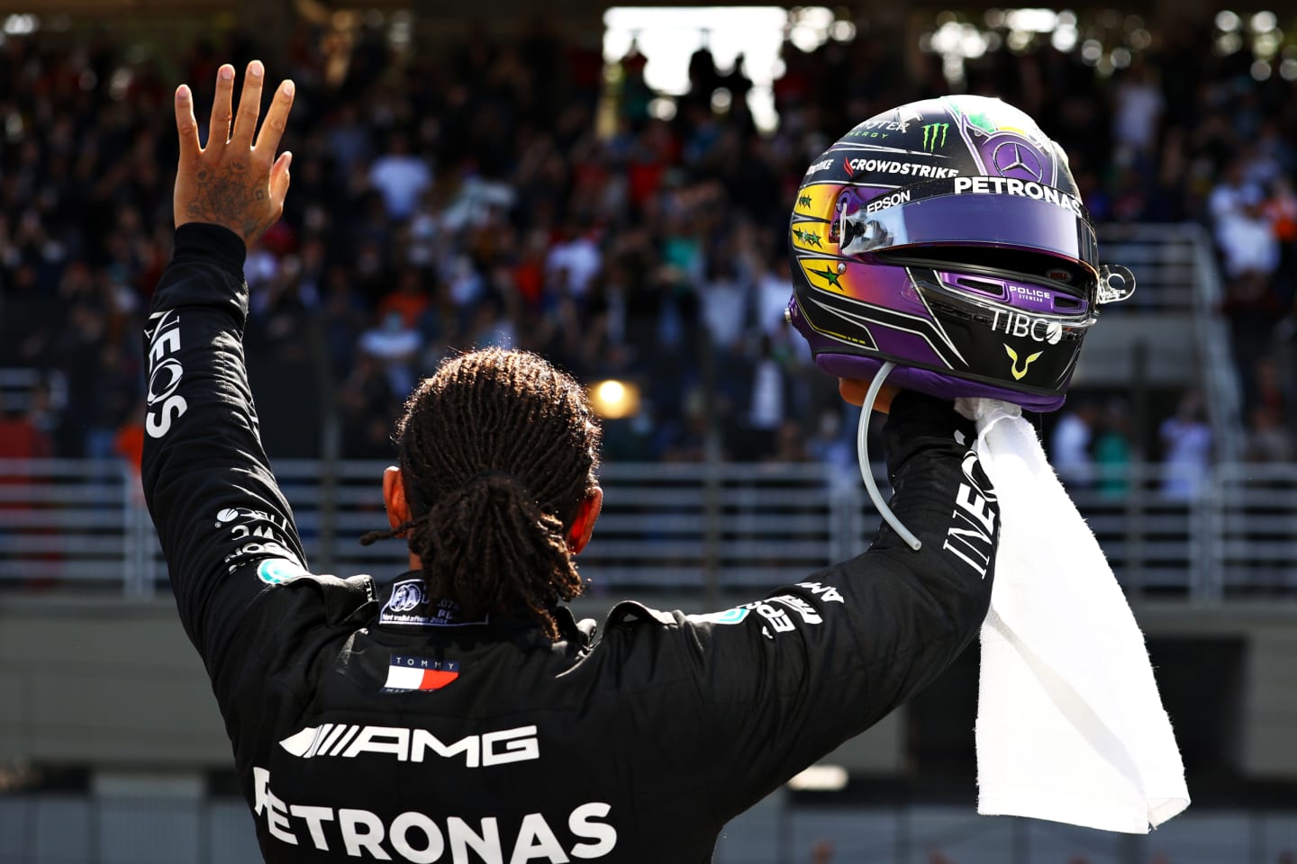 SAO PAULO, BRAZIL - NOVEMBER 14: Race winner Lewis Hamilton of Great Britain and Mercedes GP