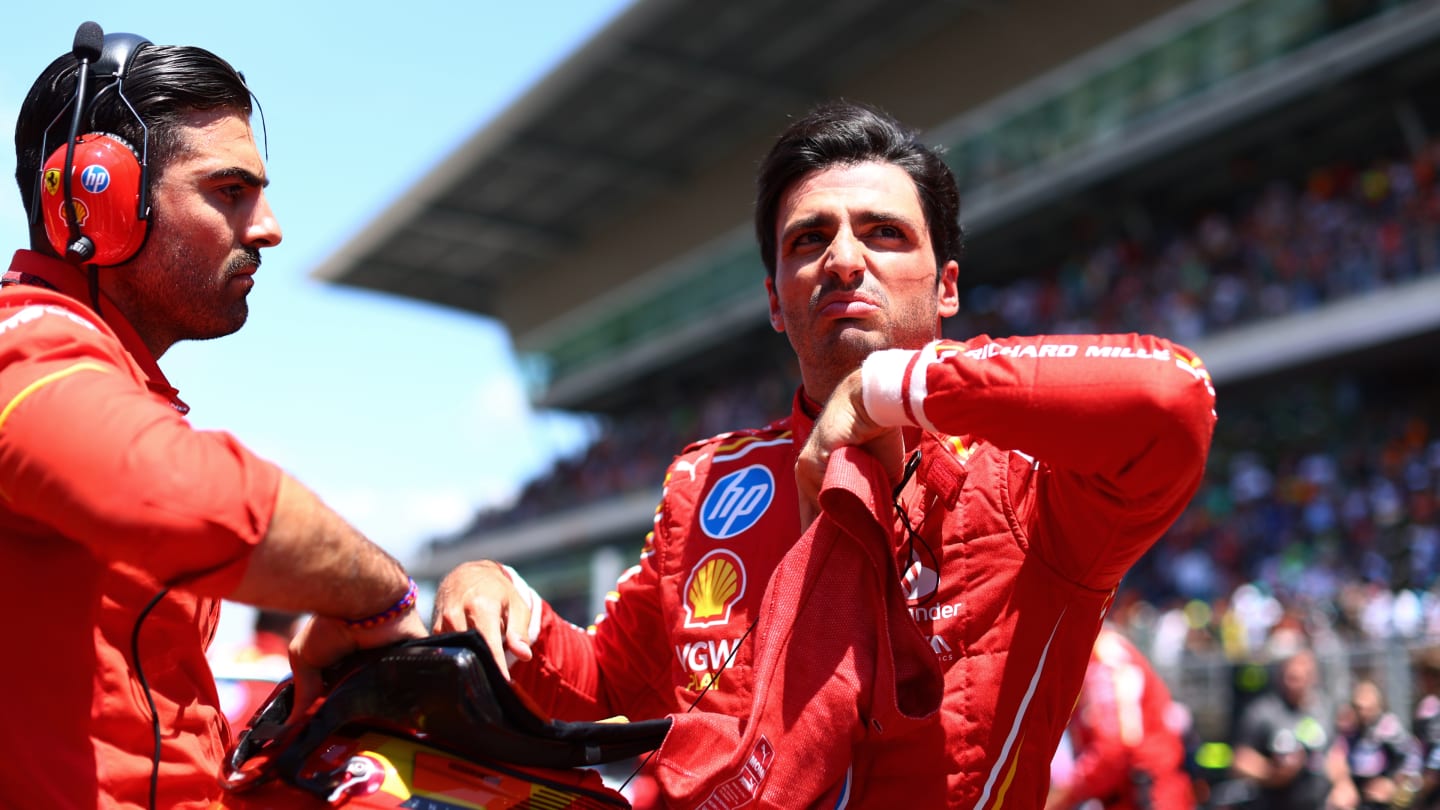 BARCELONA, SPAIN - JUNE 23: Carlos Sainz of Spain and Ferrari prepares to drive on the grid prior