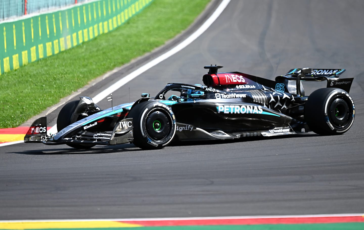 STAVELOT, BELGIUM - JULY 28: George Russell (63) of F1 Mercedes competes in the Formula 1 Belgian