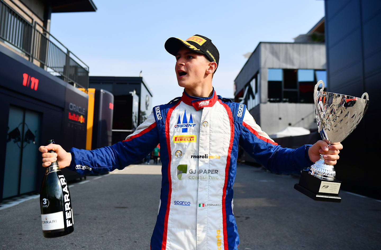 MONZA, ITALY - SEPTEMBER 01: 2024 F3 Drivers Champion Leonardo Fornaroli of Italy and Trident (4)