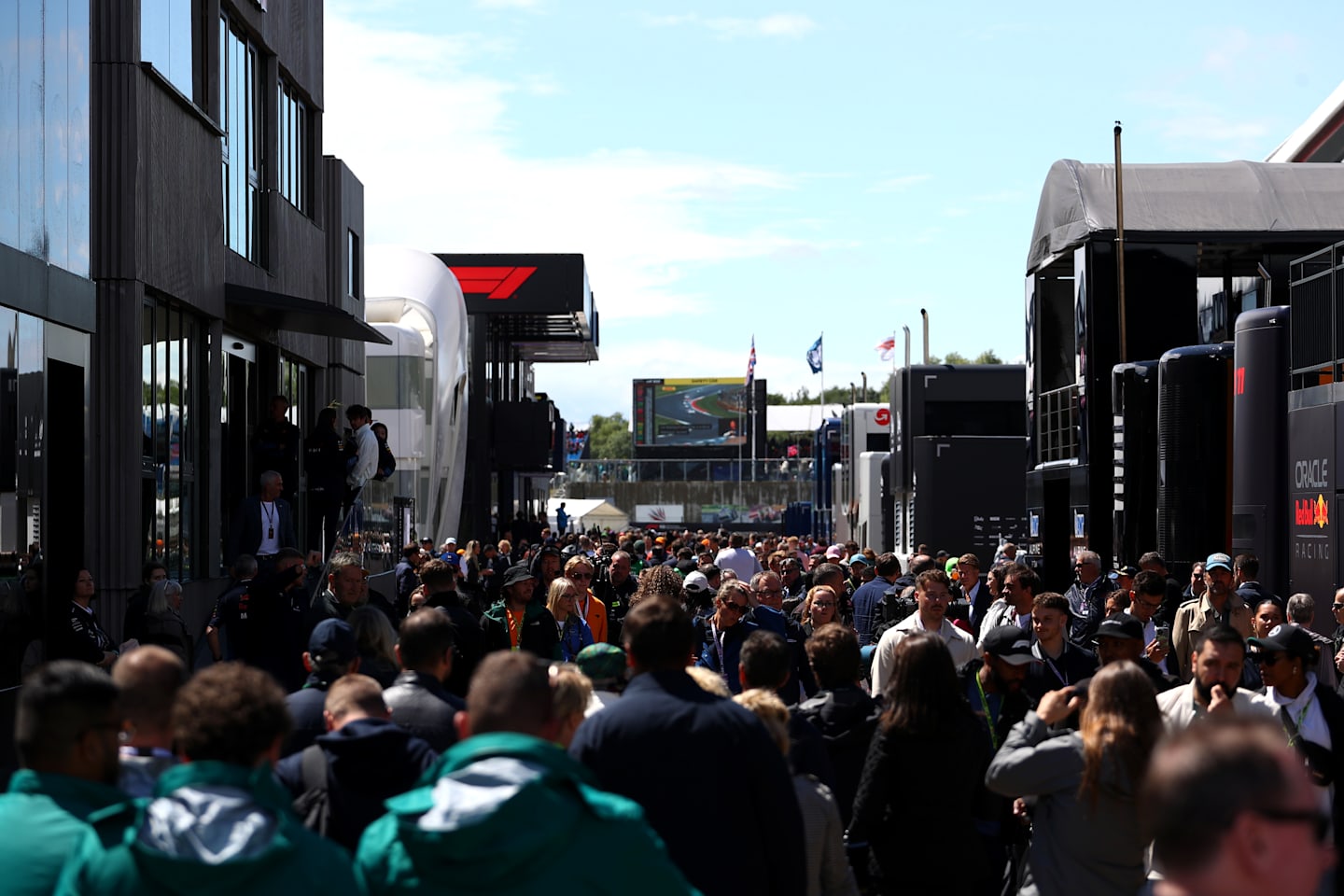 NORTHAMPTON, ENGLAND - JULY 07: A general view of the paddock prior to the F1 Grand Prix of Great