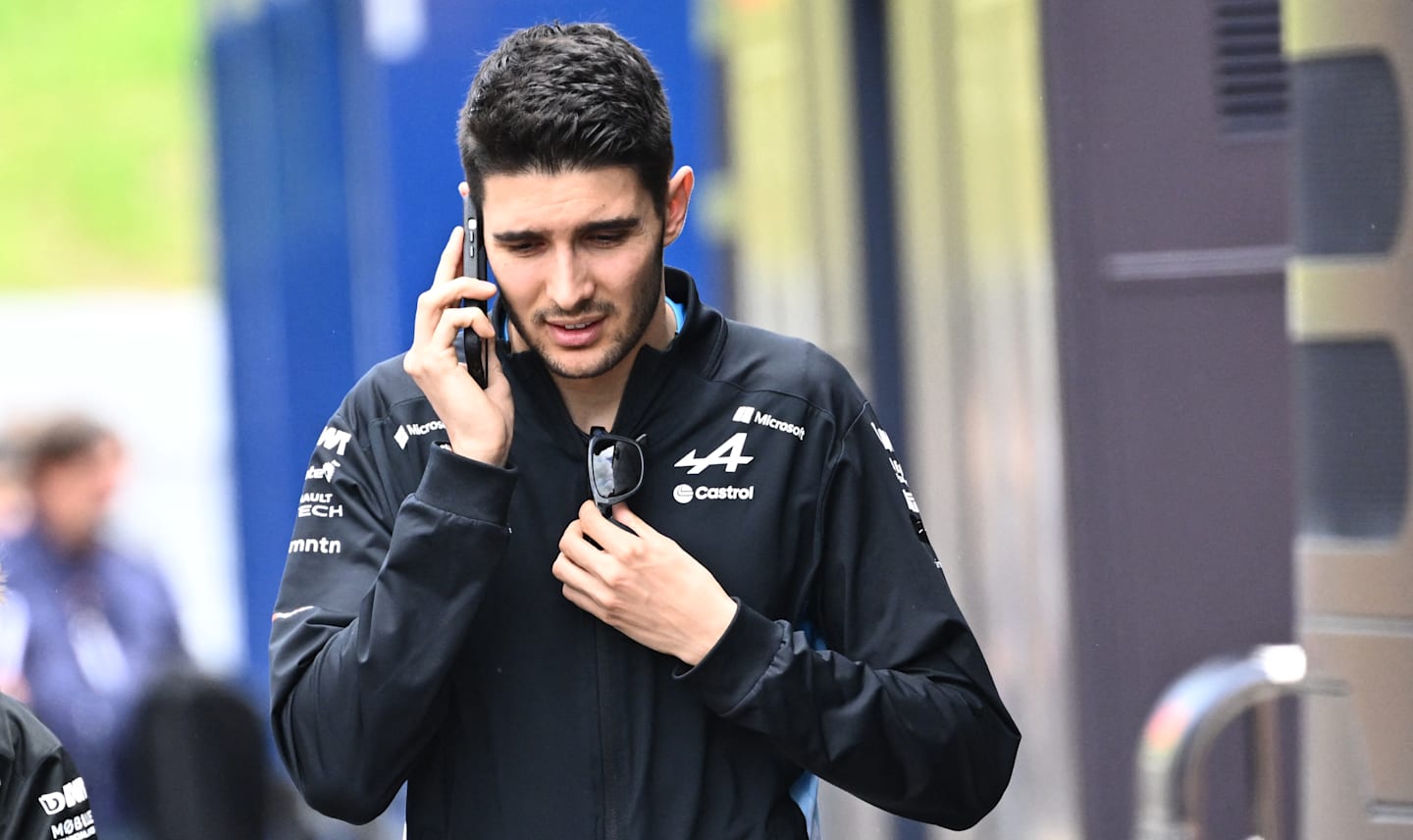 Alpine's French driver Esteban Ocon arrives on the Red Bull Ring race track in Spielberg, Austria,