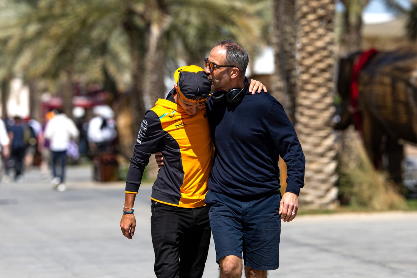 BAHRAIN, BAHRAIN - MARCH 1: Lando Norris of Great Britain and McLaren F1 and father Adam norris