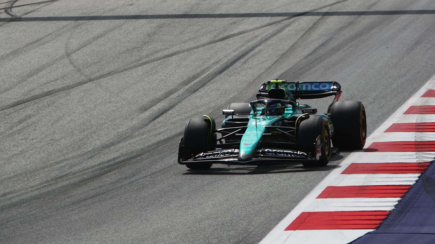 SPIELBERG, AUSTRIA - JUNE 30: Fernando Alonso of Spain driving the (14) Aston Martin AMR24 Mercedes