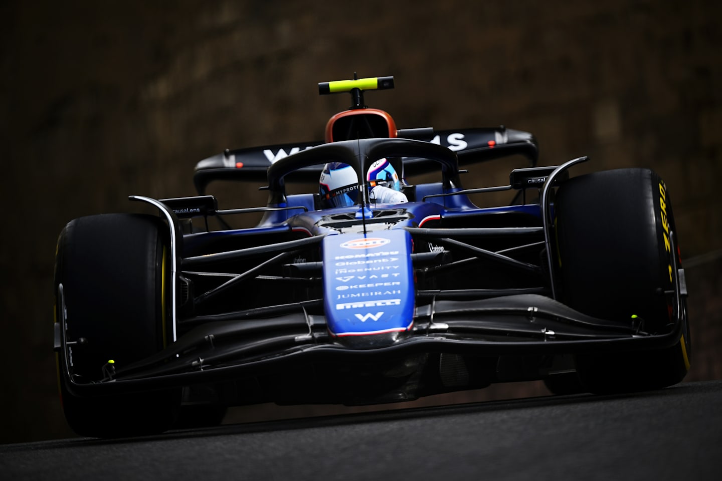 BAKU, AZERBAIJAN - SEPTEMBER 13: Franco Colapinto of Argentina driving the (43) Williams FW46 Mercedes on track during practice ahead of the F1 Grand Prix of Azerbaijan at Baku City Circuit on September 13, 2024 in Baku, Azerbaijan. (Photo by Clive Mason/Getty Images)