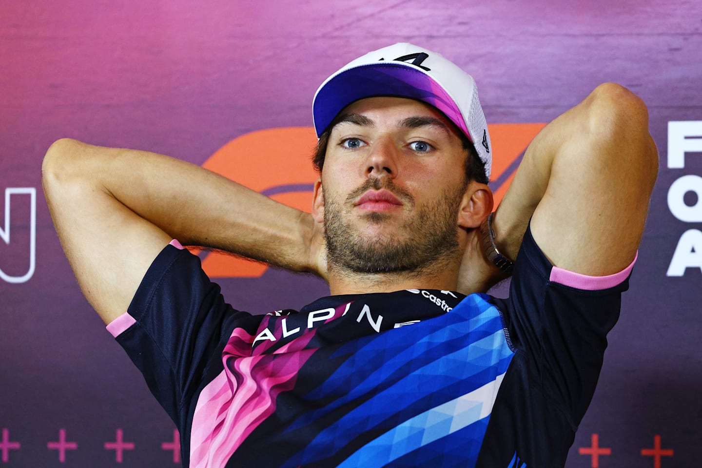 BAKU, AZERBAIJAN - SEPTEMBER 12: Pierre Gasly of France and Alpine F1 attends the Drivers Press Conference during previews ahead of the F1 Grand Prix of Azerbaijan at Baku City Circuit on September 12, 2024 in Baku, Azerbaijan. (Photo by Clive Rose/Getty Images)