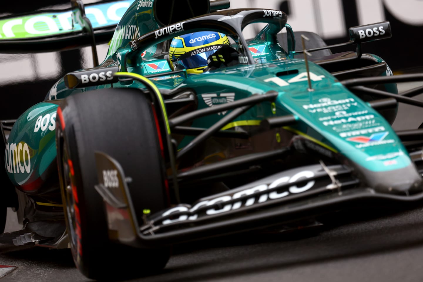 BAKU, AZERBAIJAN - SEPTEMBER 14: Fernando Alonso of Spain driving the (14) Aston Martin AMR24 Mercedes on track during final practice ahead of the F1 Grand Prix of Azerbaijan at Baku City Circuit on September 14, 2024 in Baku, Azerbaijan. (Photo by Clive Rose - Formula 1/Formula 1 via Getty Images)