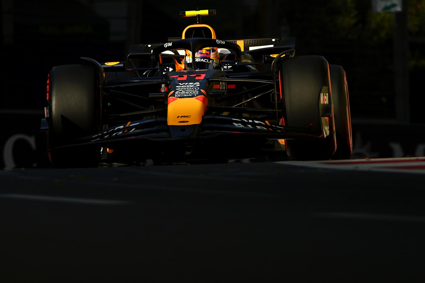 BAKU, AZERBAIJAN - SEPTEMBER 14: Sergio Perez of Mexico driving the (11) Oracle Red Bull Racing RB20 on track during qualifying ahead of the F1 Grand Prix of Azerbaijan at Baku City Circuit on September 14, 2024 in Baku, Azerbaijan. (Photo by James Sutton/Getty Images)