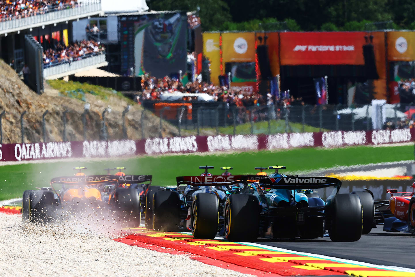 SPA, BELGIUM - JULY 28: A rear view of the start as Lando Norris of Great Britain driving the (4)