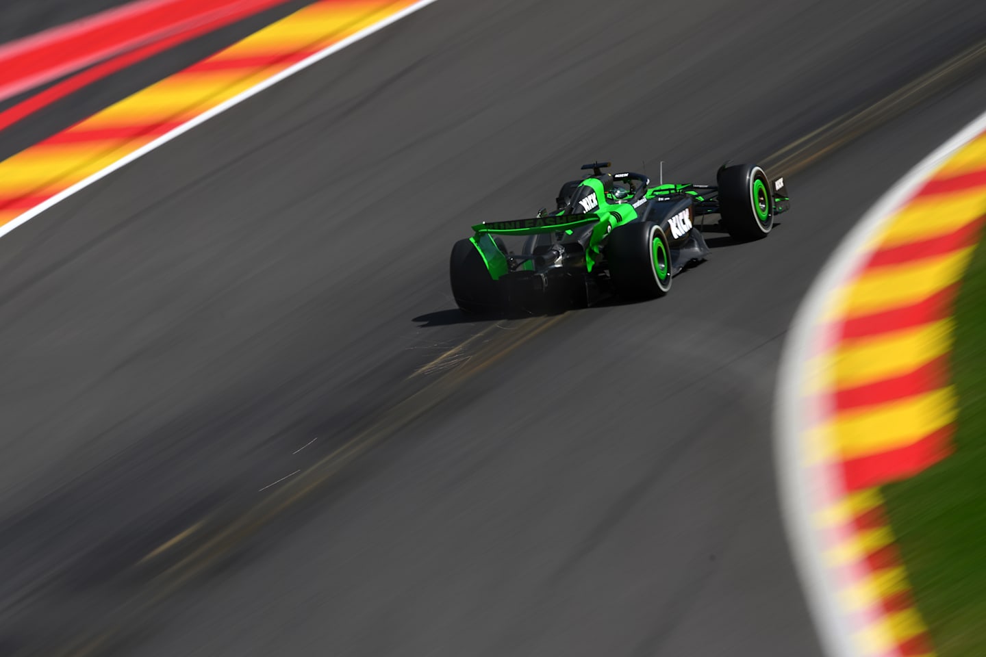 SPA, BELGIUM - JULY 28: Valtteri Bottas of Finland driving the (77) Kick Sauber C44 Ferrari on