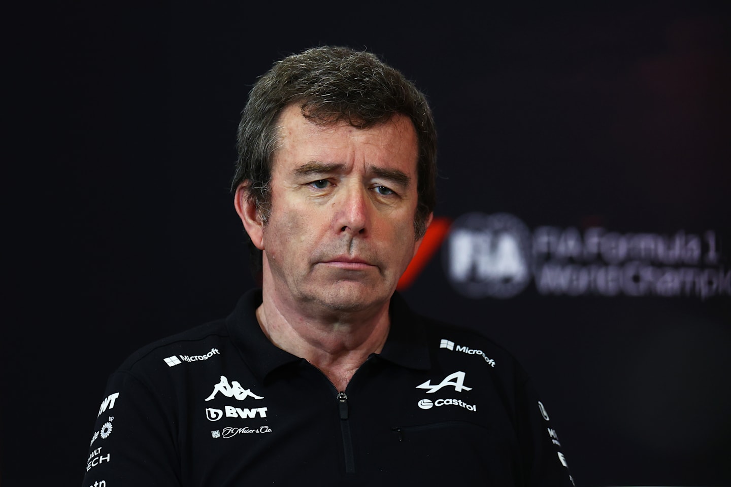 SPA, BELGIUM - JULY 26: Bruno Famin, Team Principal of Alpine F1 attends the Team Principals Press