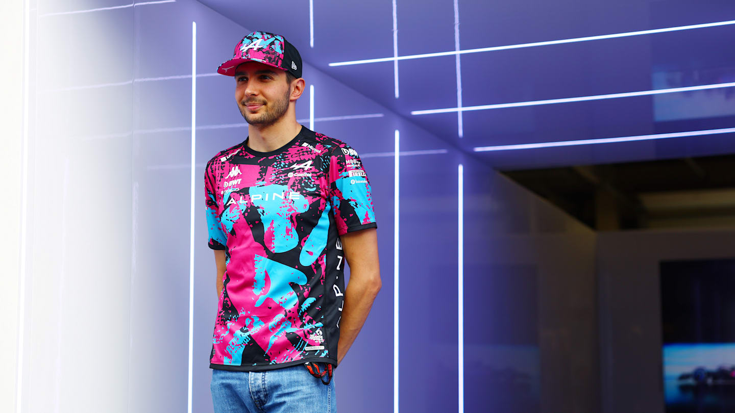 NORTHAMPTON, ENGLAND - JULY 04: Esteban Ocon of France and Alpine F1 looks on in the Paddock during